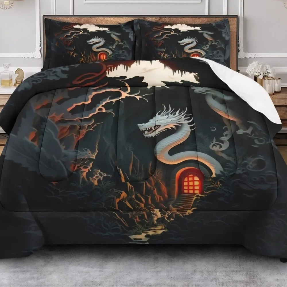 Mystical Dragon Black Comforter Set NWOT